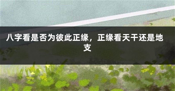 八字看是否为彼此正缘，正缘看天干还是地支