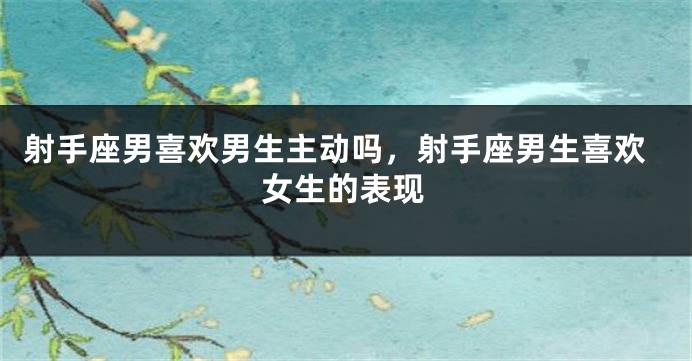 射手座男喜欢男生主动吗，射手座男生喜欢女生的表现