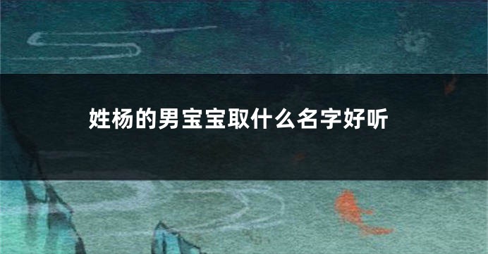 姓杨的男宝宝取什么名字好听