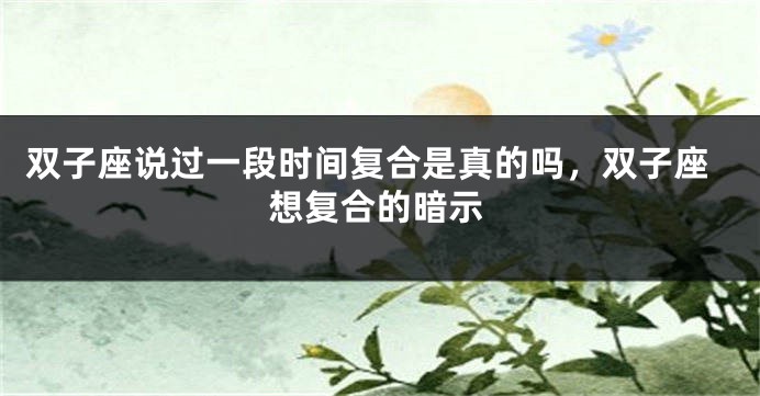 双子座说过一段时间复合是真的吗，双子座想复合的暗示