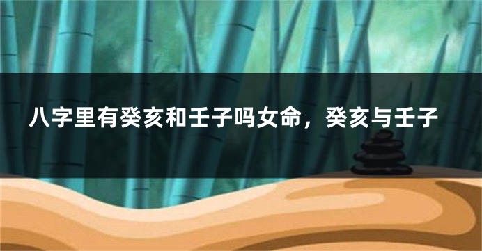 八字里有癸亥和壬子吗女命，癸亥与壬子