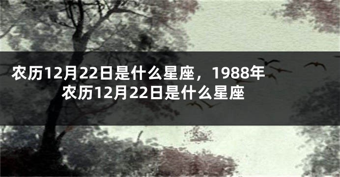 农历12月22日是什么星座，1988年农历12月22日是什么星座