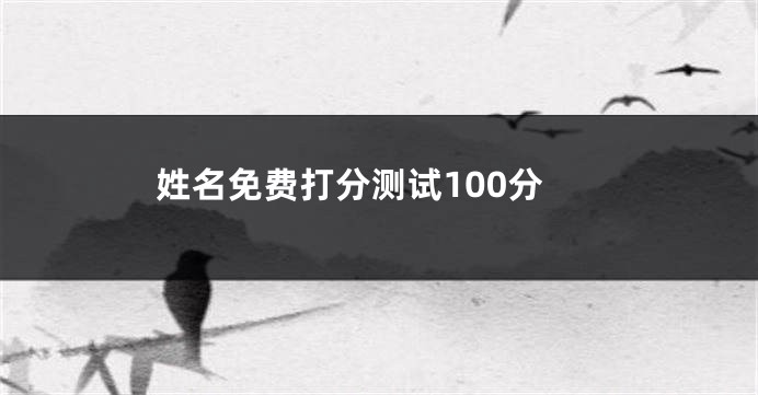 姓名免费打分测试100分
