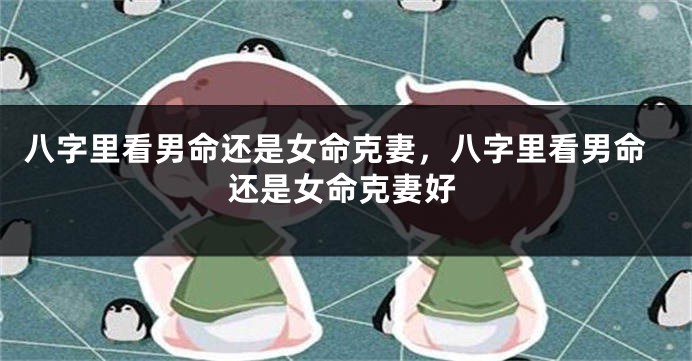 八字里看男命还是女命克妻，八字里看男命还是女命克妻好