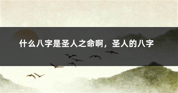 什么八字是圣人之命啊，圣人的八字