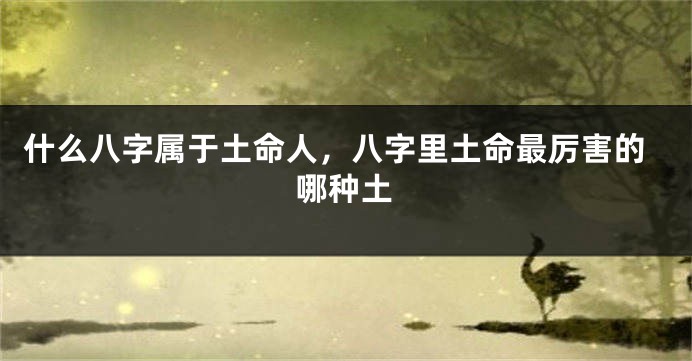 什么八字属于土命人，八字里土命最厉害的哪种土