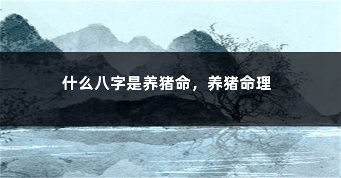 什么八字是养猪命，养猪命理