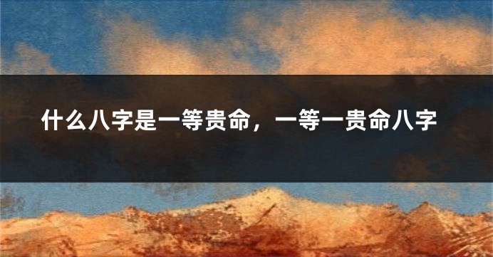 什么八字是一等贵命，一等一贵命八字