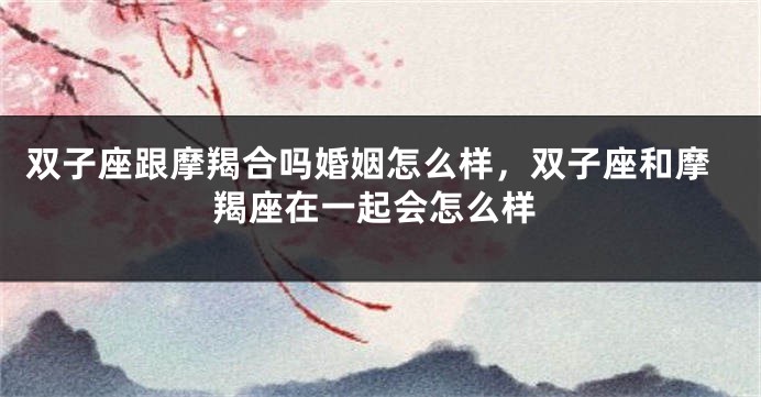 双子座跟摩羯合吗婚姻怎么样，双子座和摩羯座在一起会怎么样