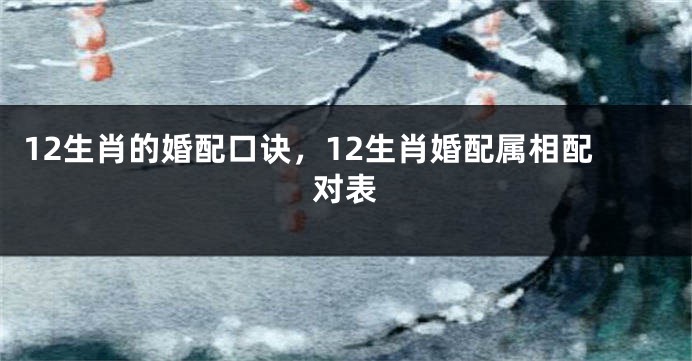 12生肖的婚配口诀，12生肖婚配属相配对表