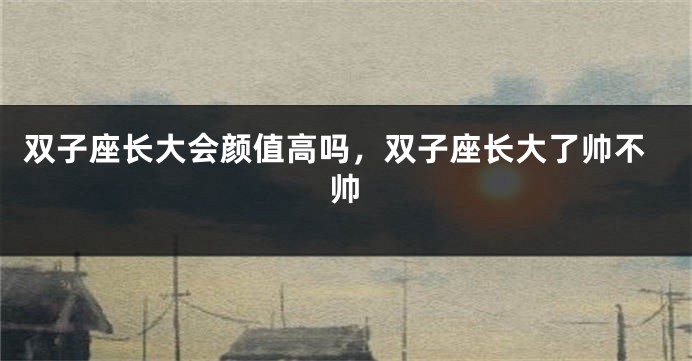 双子座长大会颜值高吗，双子座长大了帅不帅