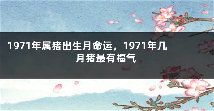 1971年属猪出生月命运，1971年几月猪最有福气
