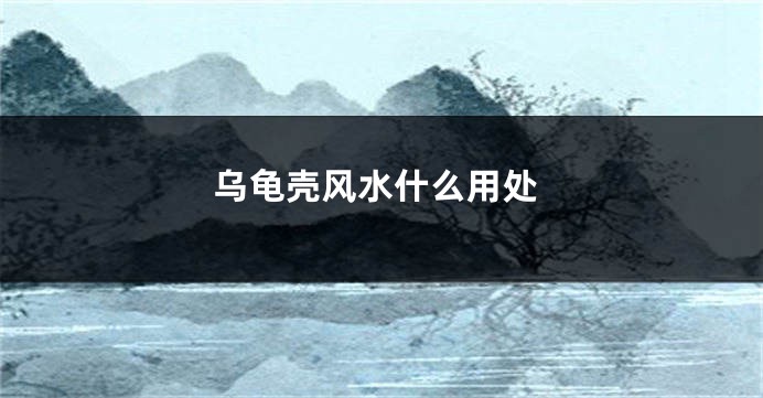 乌龟壳风水什么用处