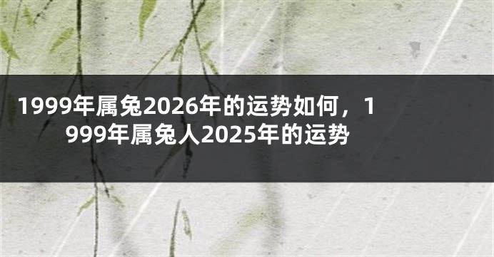 1999年属兔2026年的运势如何，1999年属兔人2025年的运势
