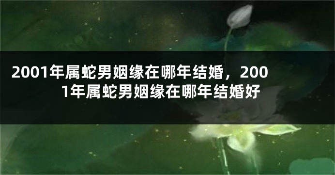 2001年属蛇男姻缘在哪年结婚，2001年属蛇男姻缘在哪年结婚好