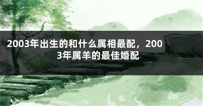 2003年出生的和什么属相最配，2003年属羊的最佳婚配