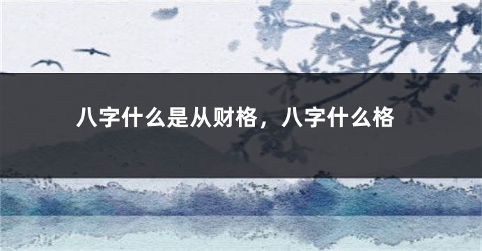 八字什么是从财格，八字什么格