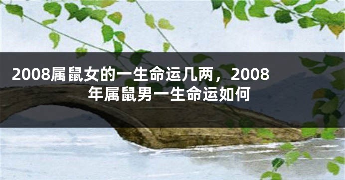 2008属鼠女的一生命运几两，2008年属鼠男一生命运如何