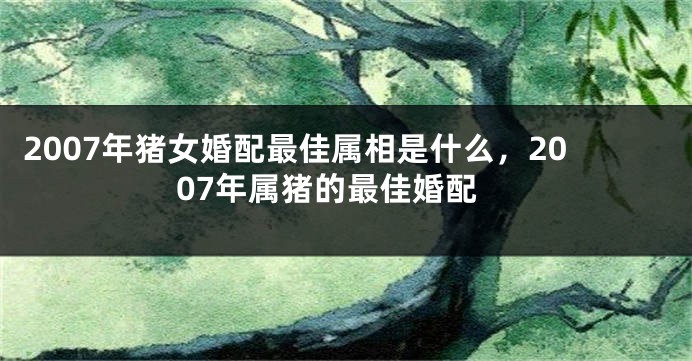 2007年猪女婚配最佳属相是什么，2007年属猪的最佳婚配