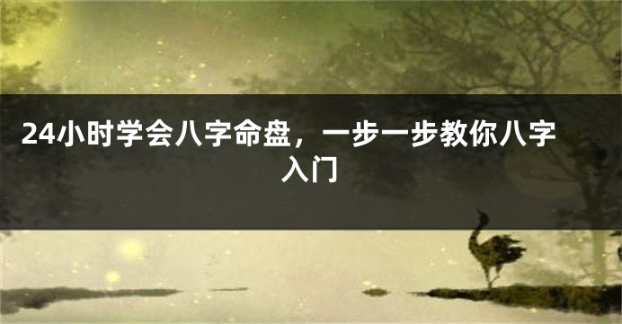 24小时学会八字命盘，一步一步教你八字入门