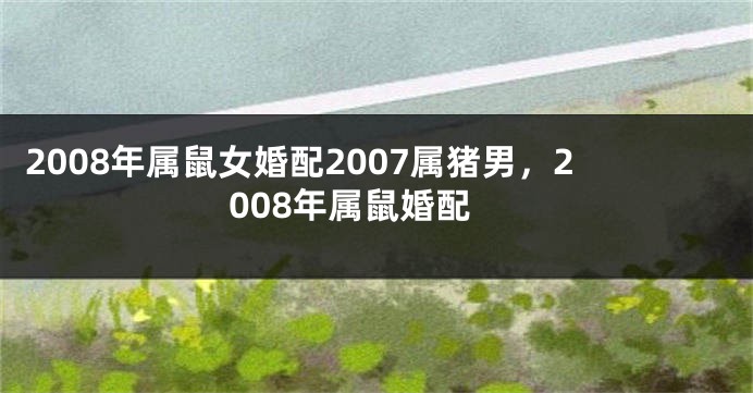 2008年属鼠女婚配2007属猪男，2008年属鼠婚配