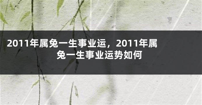 2011年属兔一生事业运，2011年属兔一生事业运势如何