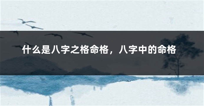 什么是八字之格命格，八字中的命格