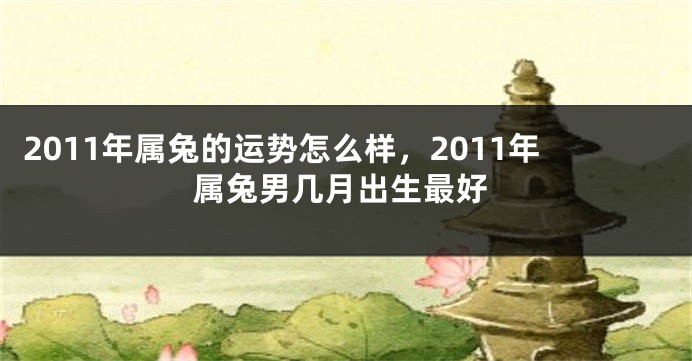 2011年属兔的运势怎么样，2011年属兔男几月出生最好