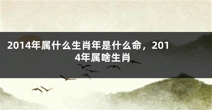 2014年属什么生肖年是什么命，2014年属啥生肖