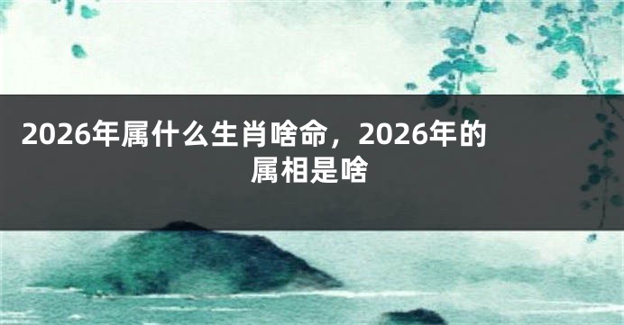 2026年属什么生肖啥命，2026年的属相是啥