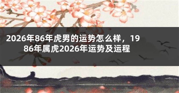 2026年86年虎男的运势怎么样，1986年属虎2026年运势及运程