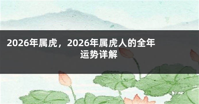 2026年属虎，2026年属虎人的全年运势详解