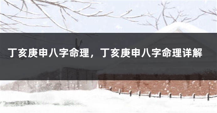 丁亥庚申八字命理，丁亥庚申八字命理详解