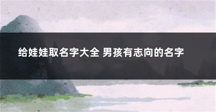 给娃娃取名字大全 男孩有志向的名字