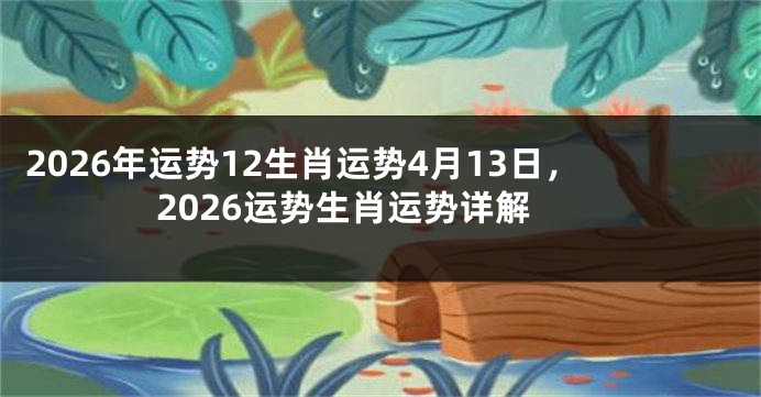 2026年运势12生肖运势4月13日，2026运势生肖运势详解
