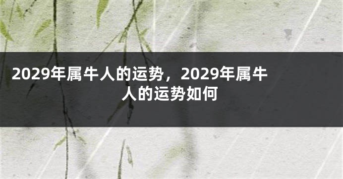 2029年属牛人的运势，2029年属牛人的运势如何