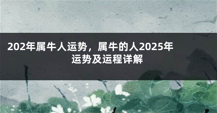 202年属牛人运势，属牛的人2025年运势及运程详解