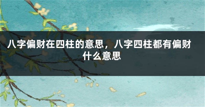 八字偏财在四柱的意思，八字四柱都有偏财什么意思