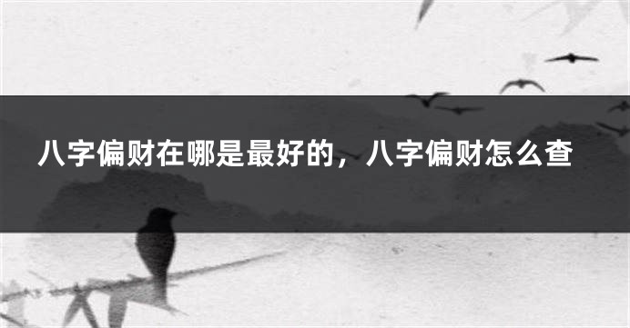 八字偏财在哪是最好的，八字偏财怎么查