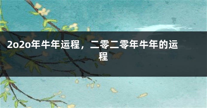 2o2o年牛年运程，二零二零年牛年的运程