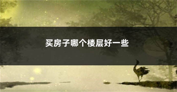买房子哪个楼层好一些