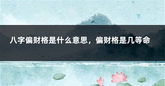 八字偏财格是什么意思，偏财格是几等命