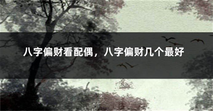 八字偏财看配偶,八字偏财几个最好