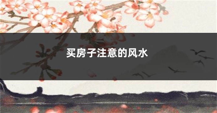 买房子注意的风水