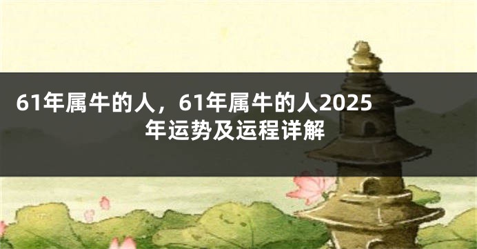61年属牛的人，61年属牛的人2025年运势及运程详解