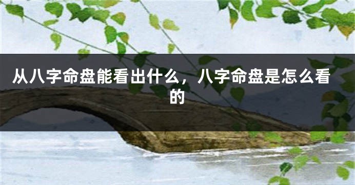 从八字命盘能看出什么，八字命盘是怎么看的