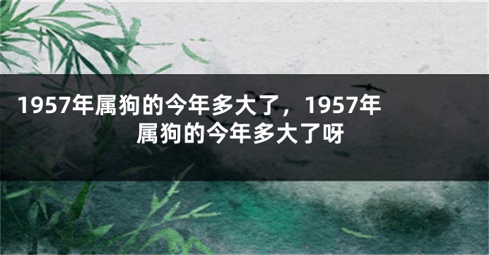 1957年属狗的今年多大了，1957年属狗的今年多大了呀