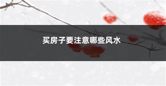 买房子要注意哪些风水