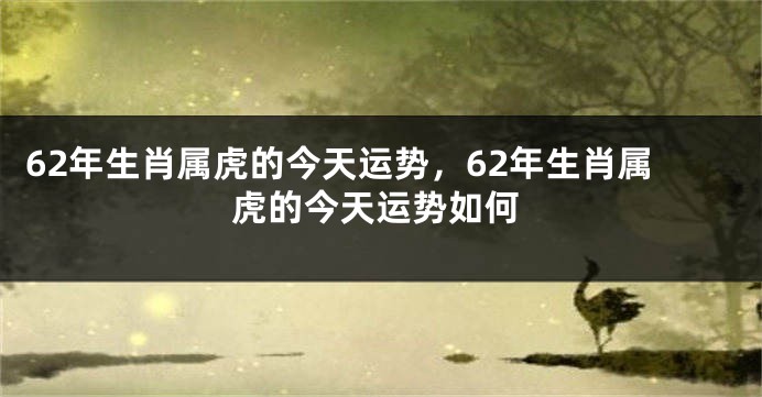 62年生肖属虎的今天运势，62年生肖属虎的今天运势如何