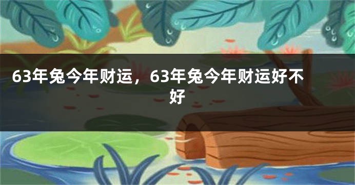 63年兔今年财运，63年兔今年财运好不好